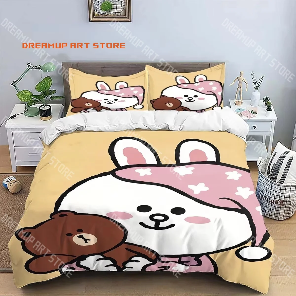 2026 3D Print Brown Bear FRIENDS Bedding Set Single Twin Full Queen King Size Bed Set Adult Kid Bedroom Duvetcover Set