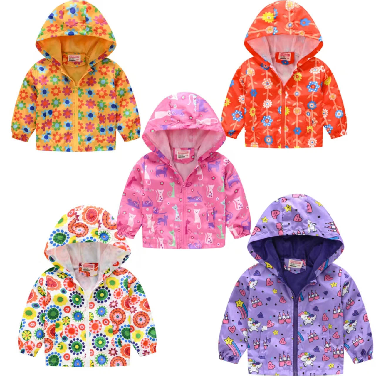 Autumn New Style Girls 1-7 Years Old Lightweight and Fashionable Hooded Jacket BA Versatile Small Jacket