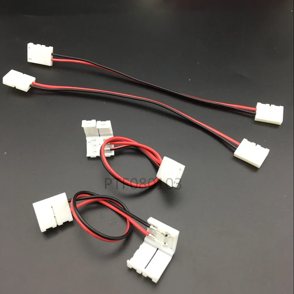 

100pcs LED Strip Connector 2pin 10mm/8mm with Wire Free Welding Connector For 5050 3528 Single Color LED Strip