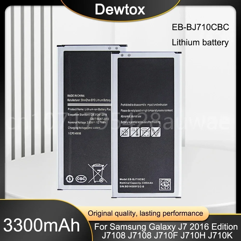 Batería original EB-BJ710CBC EB-BJ710CBE 3300mAh para Samsung Galaxy J7 (edición 2016) J710 J710F/M/H/FN J7(2016) DUOS