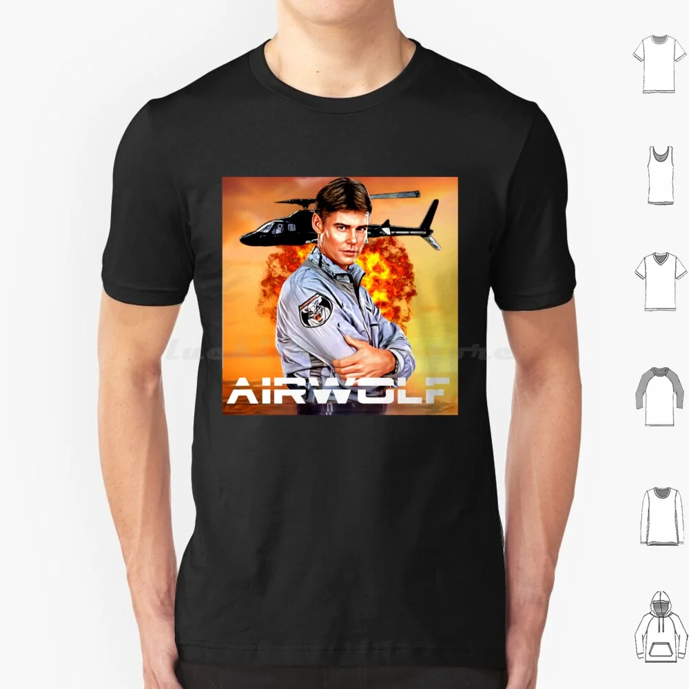 Airwolf Tv Series , Supercopter T Shirt Big Size 100% Cotton Airwolf 80 Years Retro Knight Rider Vintage Helicopter Tv Shows