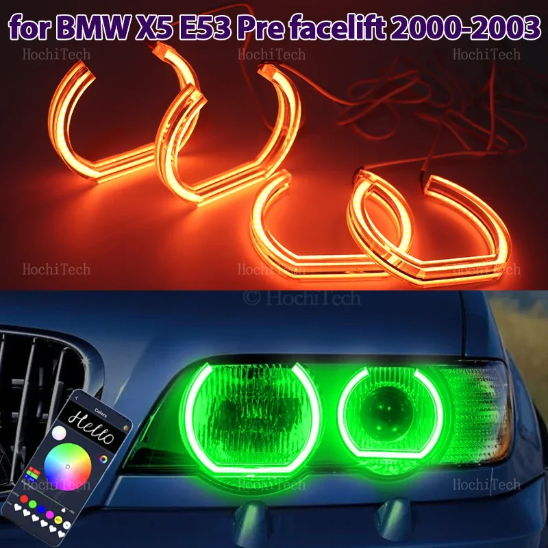 حلقة عيون الملاك حلقات إضاءة LED مجموعات المصباح ترقية أضواء النهار الجري لسيارات BMW X5 E53 قبل تجميل 2000 2001 2002 2003 #1