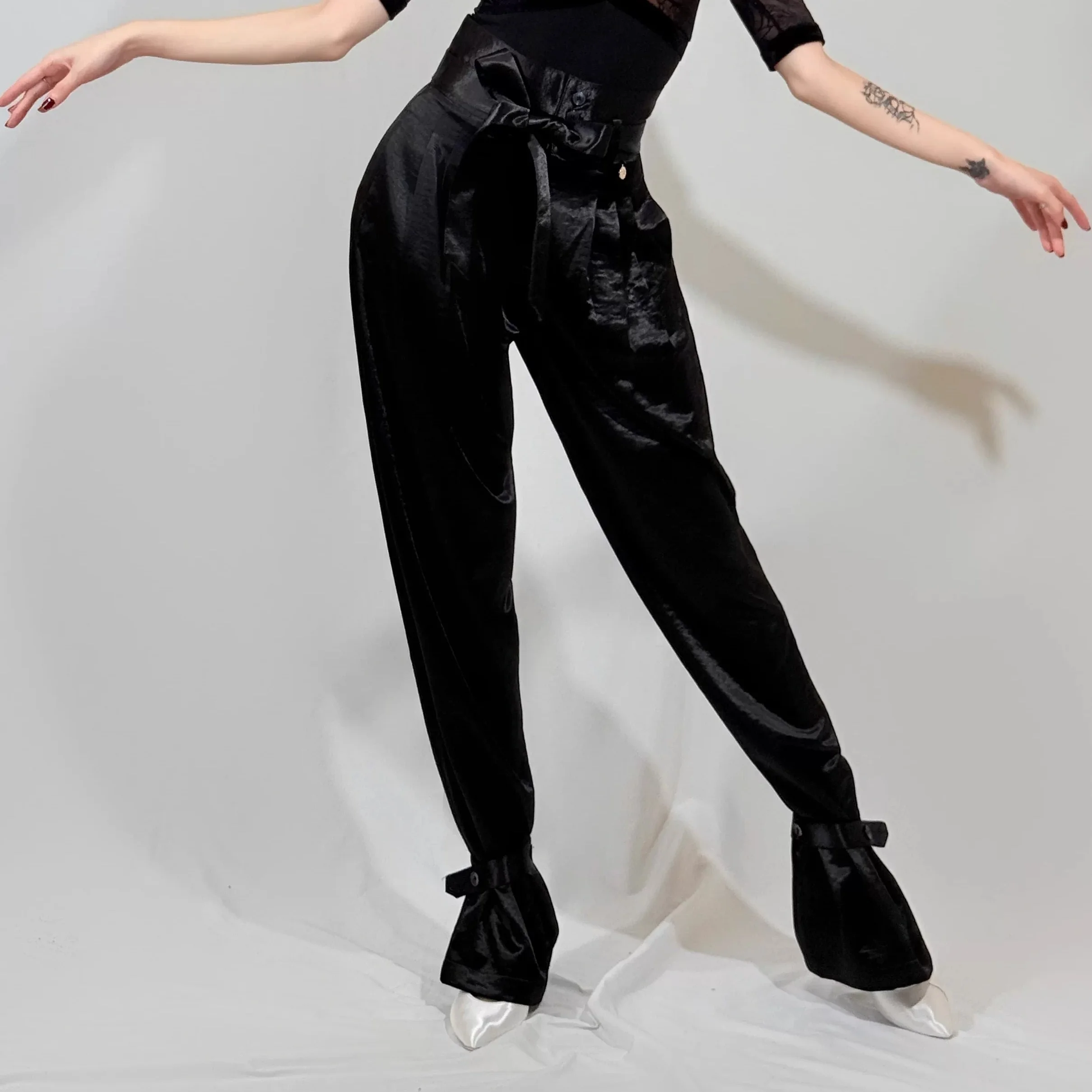 2025 National Standard Dance Pants Women Latin Dance Pants High Waist Satin Performance Costumes Ballroom Dance Pants DN21229