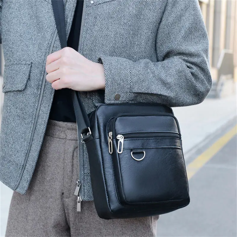 Mode hommes sac à bandoulière affaires en cuir PU sacs à bandoulière hommes solide sac de messager hommes sac à fermeture éclair sac décontracté