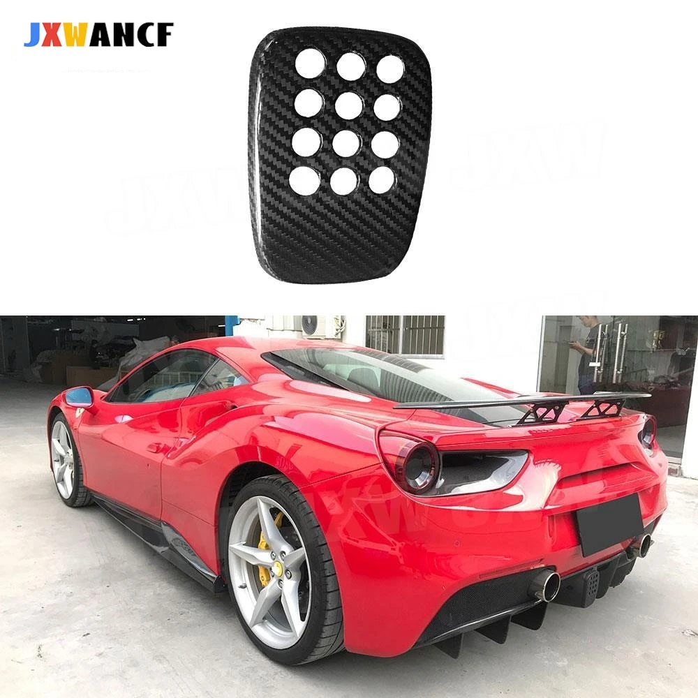 

JXWANCF 1Pc Dry Carbon Fiber Car Rear Bumper Diffuser Decoration Cover With Camera Hole Case for Ferrari 488 N Style 2015-2018