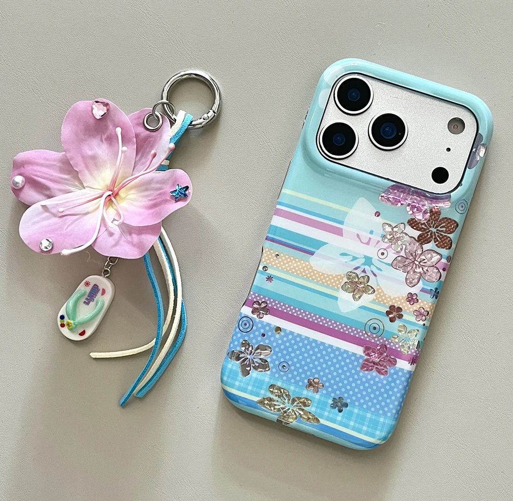 Glitzernde Streifen Funkelnde Blumen Laser IMD Handyhülle für iPhone 17 Pro Max 14 15 16 17 Pro Max Handyhülle Conque