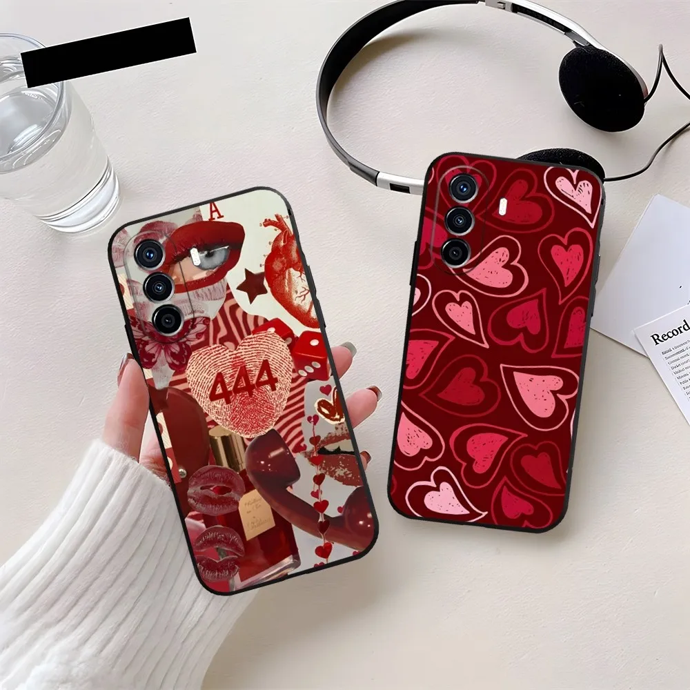 Love Red Heart Pattern Phone Case For Huawei P50 P30 P40 P10 P20 Lite Mate 40 Pro Plus Psmart Z 6 7 9 Shell Cover