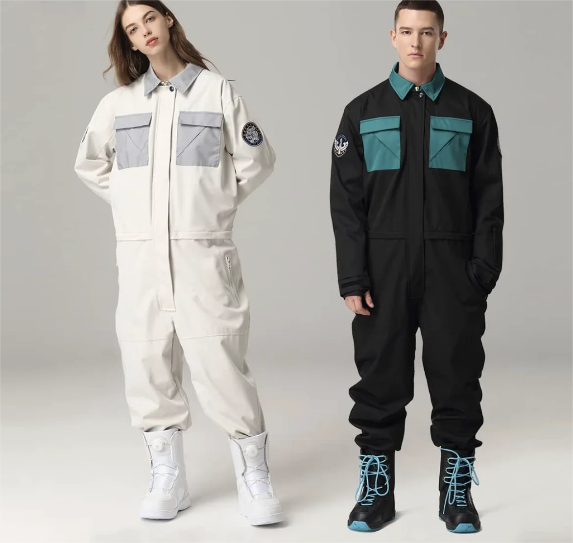 OEM Custom unisex winter ski suit jumpsuit insulated one piece windproof waterproof snow jacket snowmobile mono suit for men