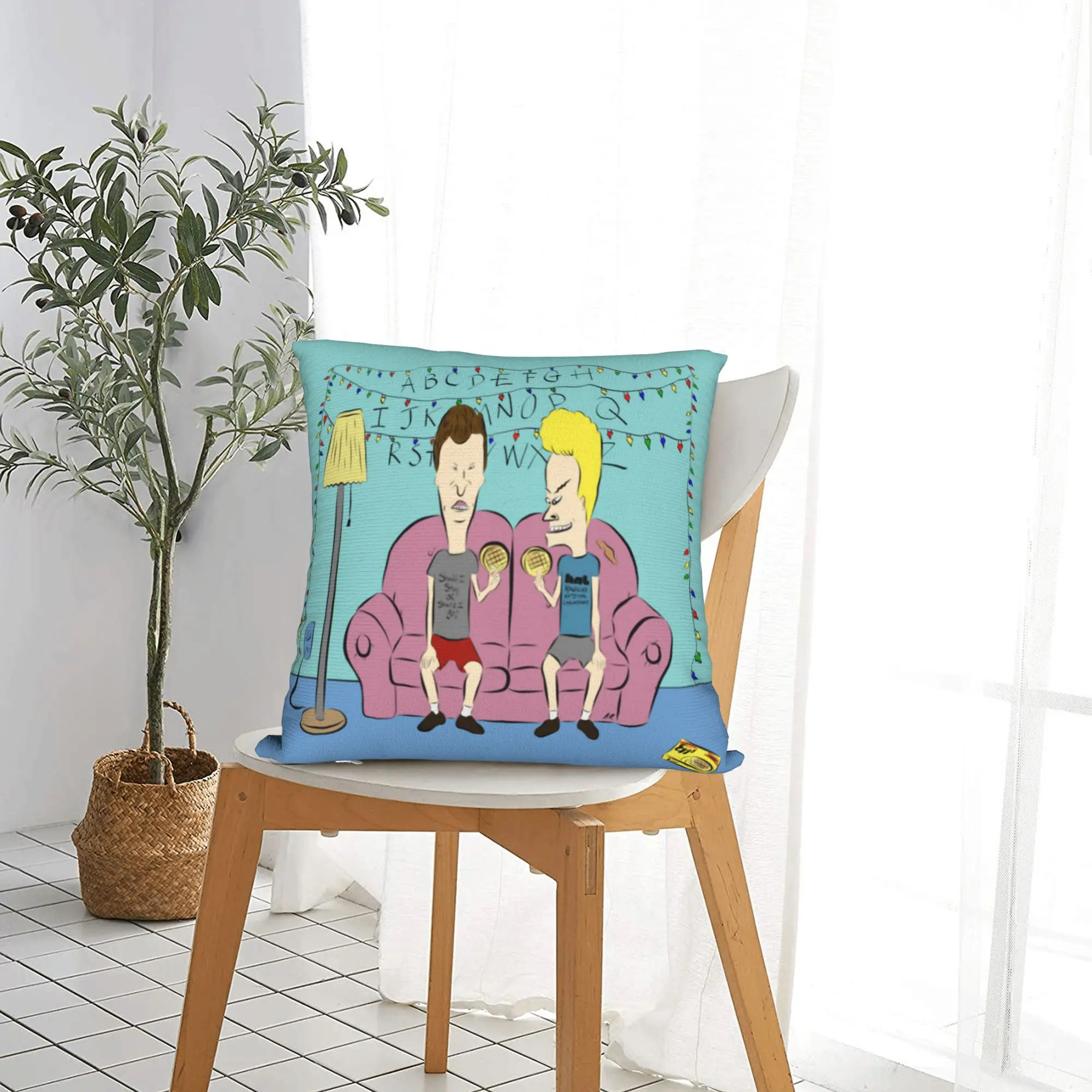 Stranger Beavis and Butthead Square Pillow Case 90s Music BB Cushion Covers Creative Zipper Decor Pillowcase for Home 45x45cm