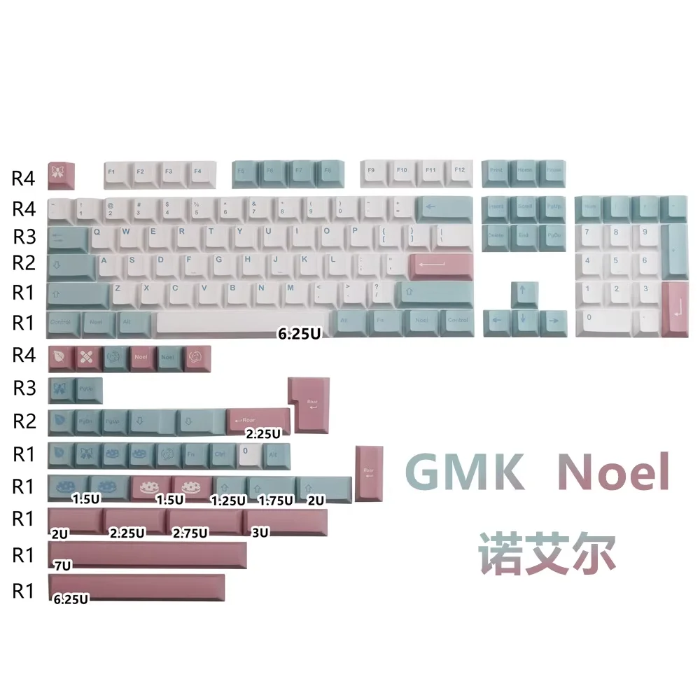 142 Keys GMK Noel Keycaps Bahasa Inggris PBT Keycap Dye-Sublimation Cherry Profile Untuk Keyboard Mekanik MX Key Cap 2.25U 2.75U ISO
