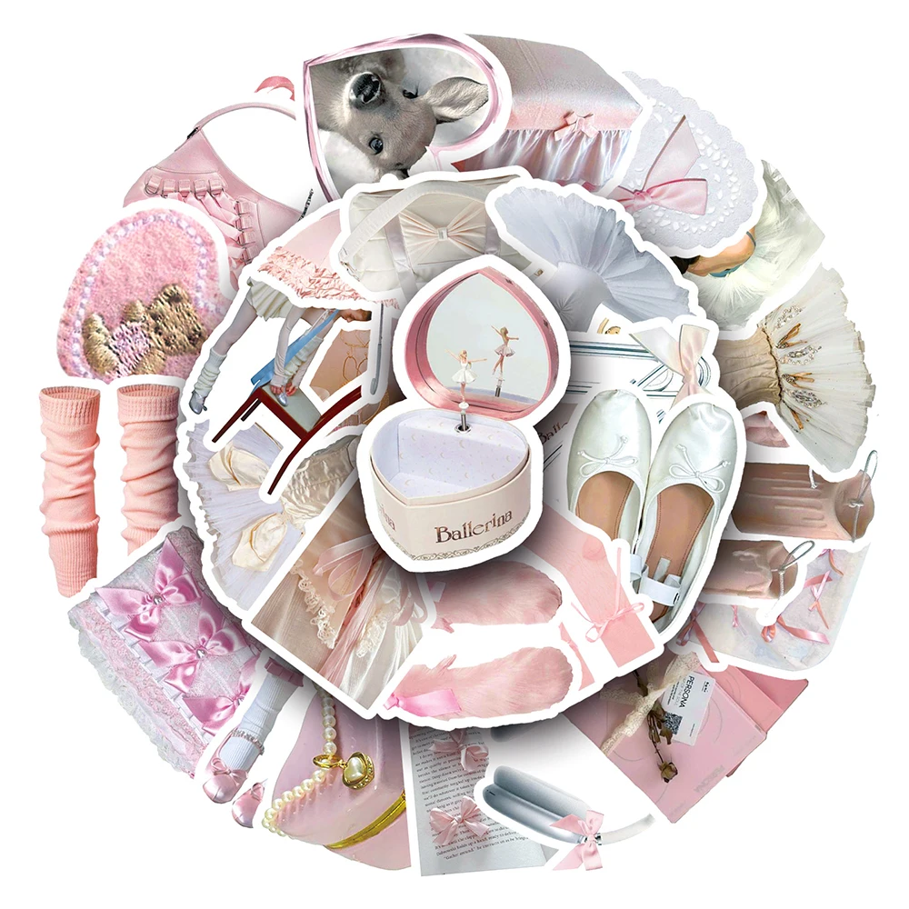 10/30/50PCS Cute Pink Style Ballerina Girl Stickers DIY Car Motorcycle Travel Guitar Fridge Waterproof Sticker Toy Decal Gift