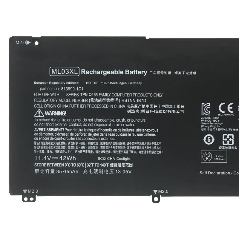 New Original quality 814060-850 for 12-a001dx ML03XL hstnn-ib7d tpn-q165  Battery