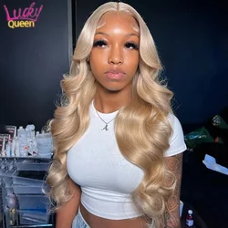 Ash Blonde HD Lace Front Wig para mulheres, nós branqueados, fecho de renda transparente, pré arrancado cabelo humano, 5x5