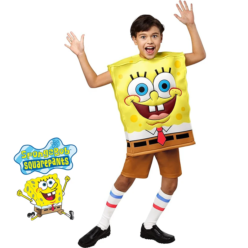 Unisex Boy Marine Animal Square Yellow Spongia Halloween Fancy Dress Up Boy Starfish Costume For Kids