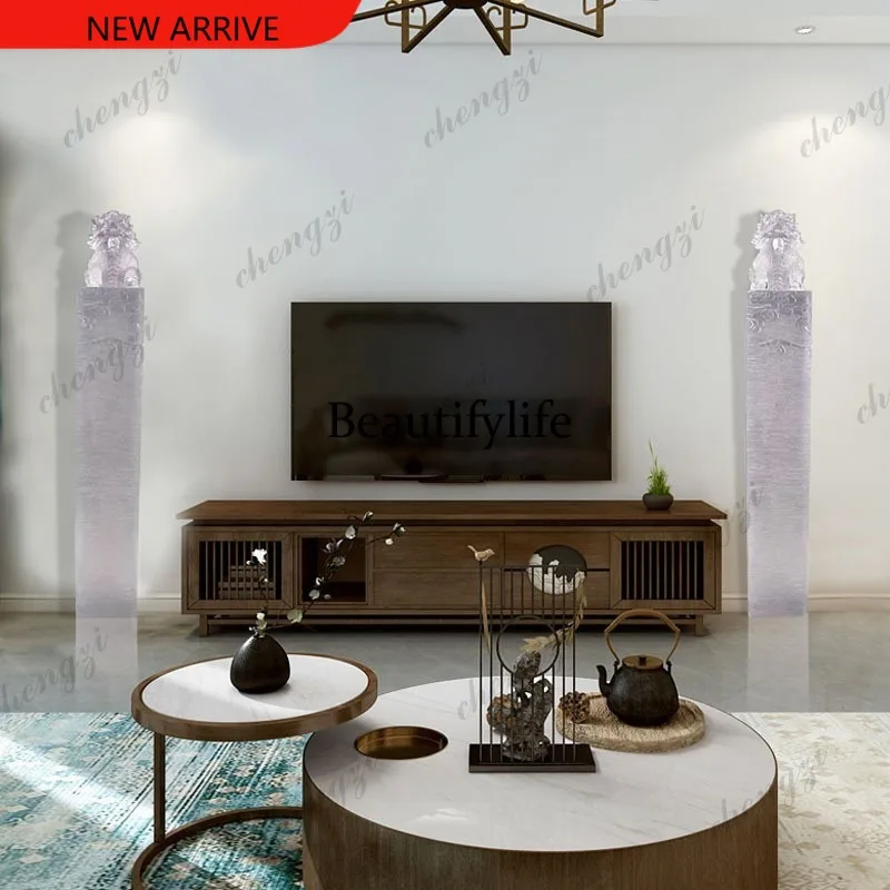H132 floor-to-ceiling large unicorn ornament handicrafts Chinese creative living room TV cabinet with decorations on both sides