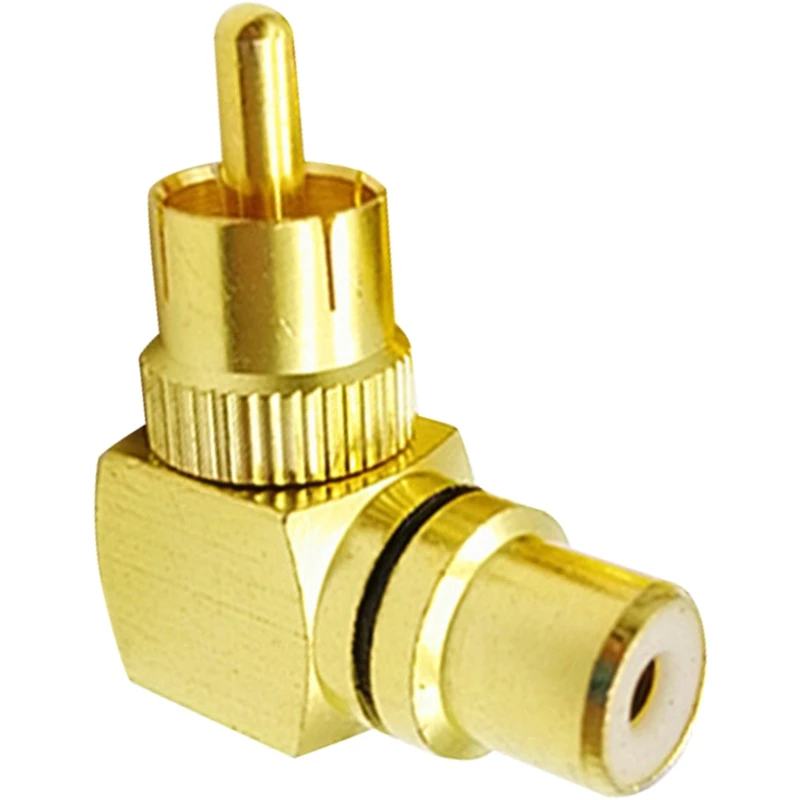 Copper Gold-Plated L-Shaped RCA 90 Degree Male-To-Female Conversion Head Wall-Mounted Signal Line Conversion Plug