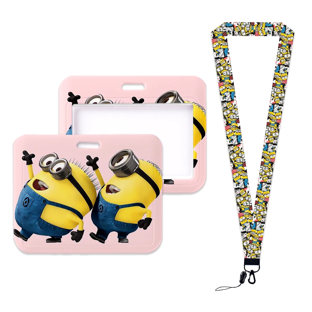 Cartoon Minions Bank Card Neck Strap Lanyards ID Badge Holder Keychain Key Holder Student Keyrings Accessories Gifts