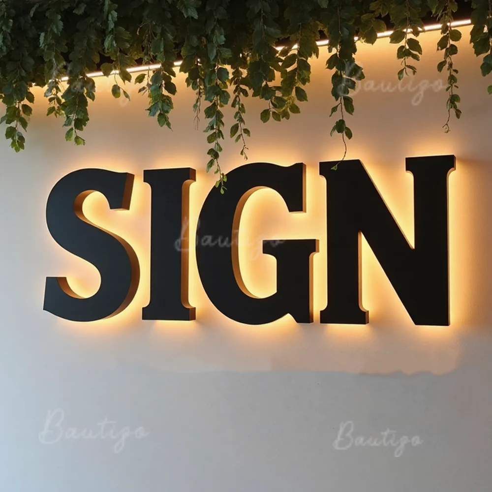 Custom 3D LED Backlit Illuminated Metal Letters Sign Light Up for Outdoor Business Waterproof Storefront Advertising Signage
