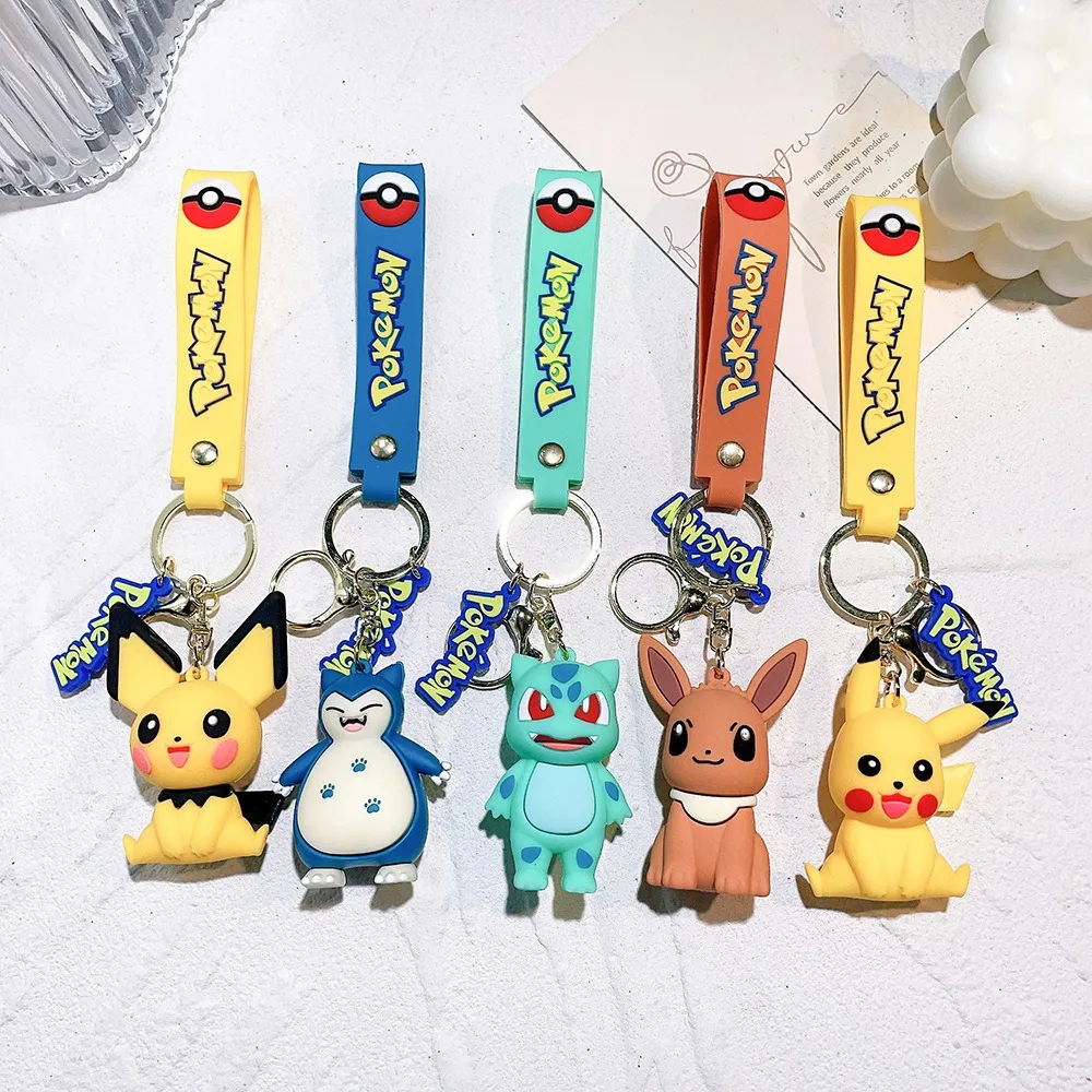 Pokemon Action Figure Pikachu Keychain Anime Cute Snorlax Eevee Backpack Pendant Doll Car Key Ring Ornaments Jewelry Party Gifts