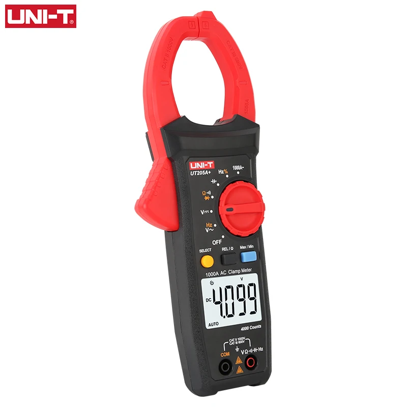 UNI-T UT205A+ UT206A+ Hand Held Automatic Range AC Clamp Meter,NCV Measurement 45mm Jaw 1000V AC / DC voltage Frequency Tester.