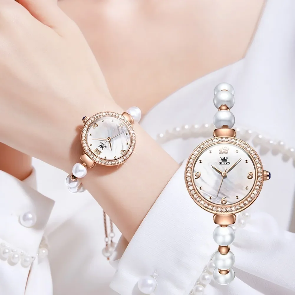 OLEVS-reloj de cuarzo para mujer, pulsera con correa de aleación, resistente al agua, 9968