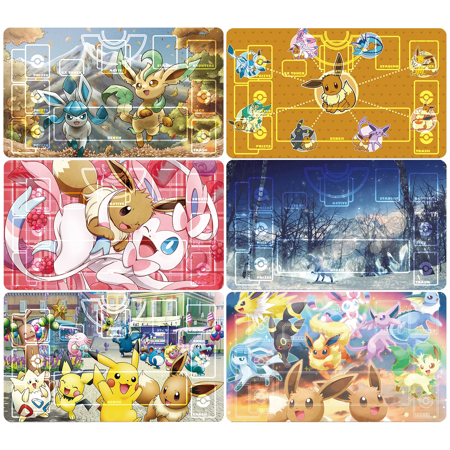 Diy 60*35*0.2cm PTCG Pokemon Dedicated Battle GAME Card Mat Eeveelution Flareon Umbreon Sylveon Gift Toy Game Anime Table Mat