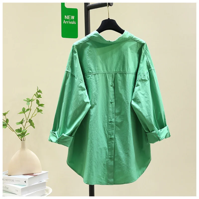 เสื้อคาร์ดิแกนแขนยาวสีพื้นสำหรับผู้หญิงทรงหลวมและอเนกประสงค์แบบมีรอยผ่าด้านหน้าความยาวปานกลาง