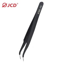 JCD soldering tweezers Anti-static ESD Stainless Steel Tweezers Maintenance Tools Industrial Precision Curved bent Repair tools