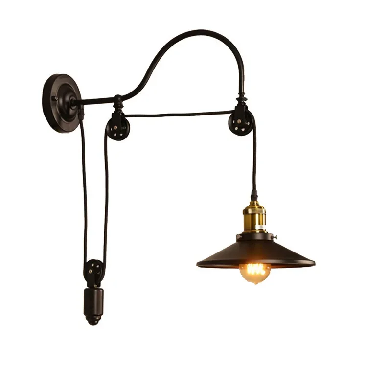 

Retro industrial wind wall lamp American personality aisle wrought iron bedside decoration staircase bar creative wall pulley