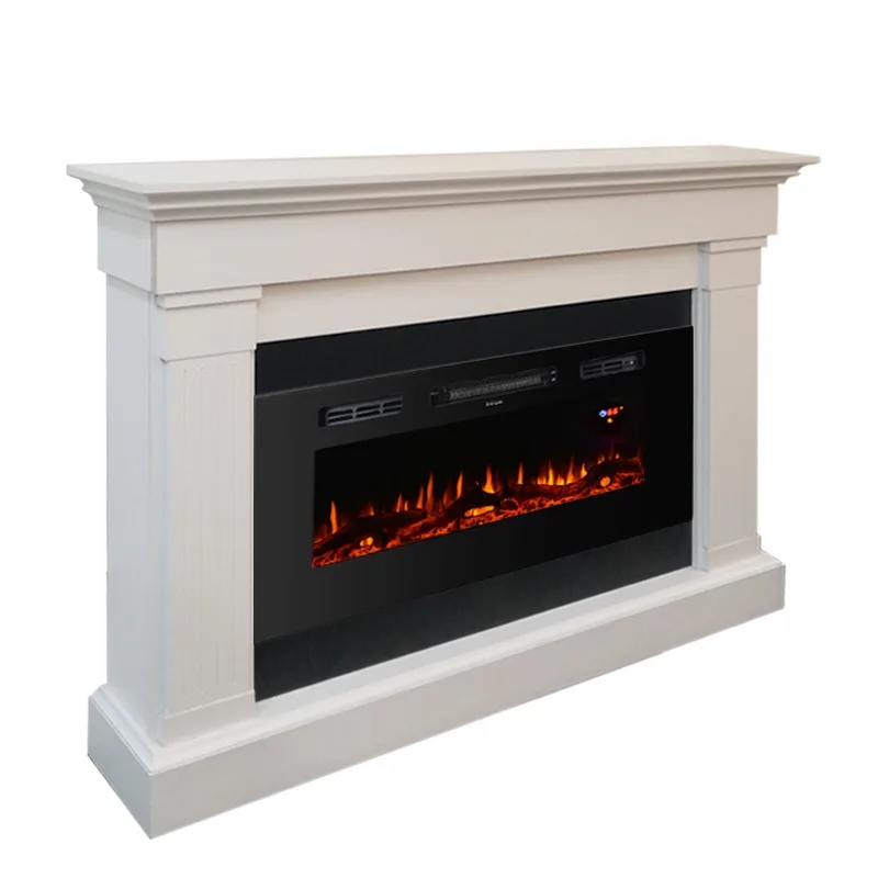 Freestanding Modern Quality Log Fuel Effect Indoor Electric Fireplace With Mantel