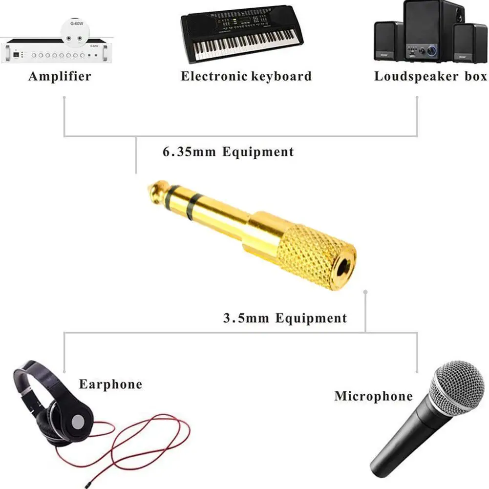 6.5mm Female To 3.5mm Male Guitar Adapter Audio Frequency Interface Link Cable Plug Microphone Adapter Converter Aux Cable
