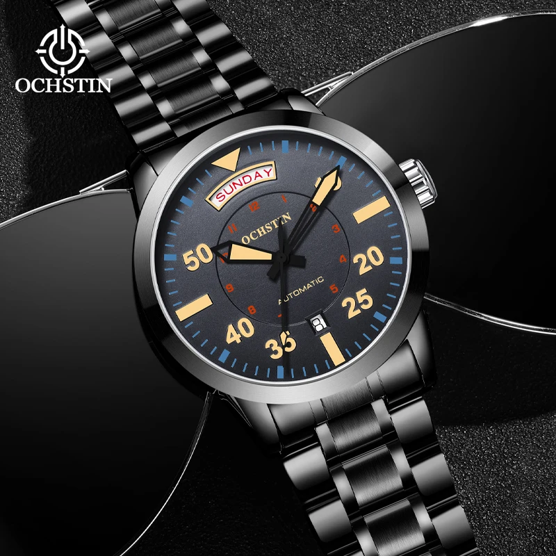 

OCHSTIN Original Luxury Brand Men's Mechanical Watch Stainless Steel Automatic Mechanical Movement Waterproof Watch Calendar Day