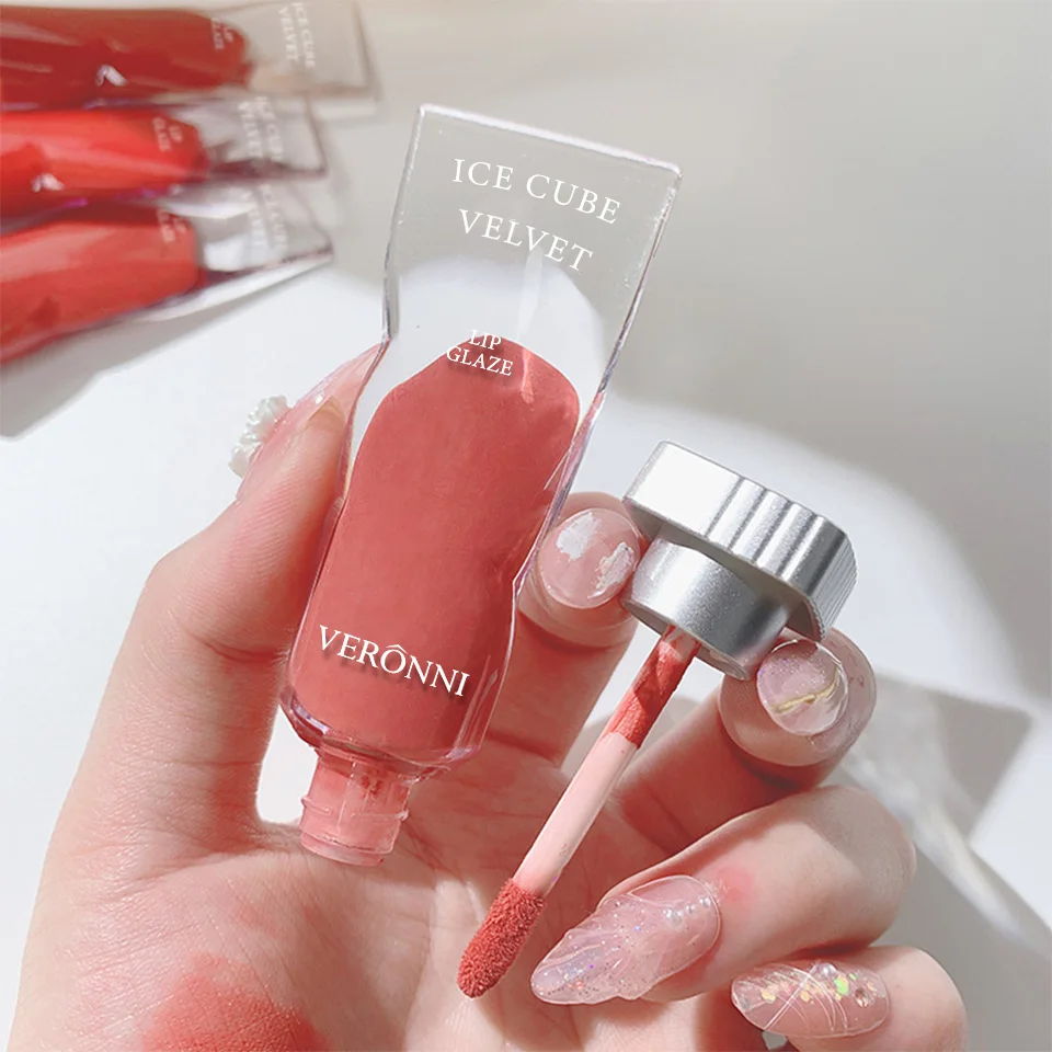 ลิปกลอสเนื้อกระจกใส ลิปออยล์เกาหลี เครื่องสำอางกันน้ำ ลิปสติกเนื้อลิควิด สีนู้ด น้ำตาลใส แต่งหน้า