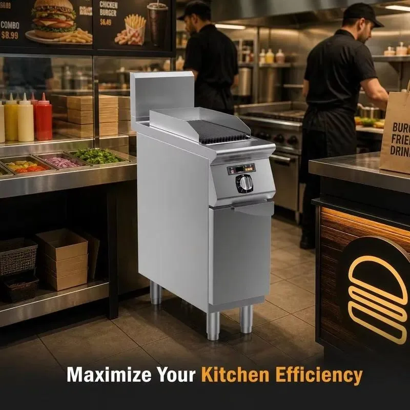 Compact 600mm High Efficiency Volcanic Stone Grill for Commercial Kitchens and Foodservice Equipment
