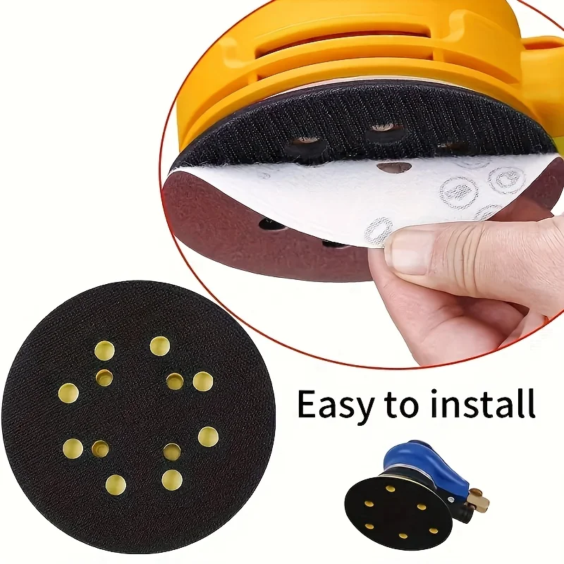 

5-Inch 8-hole backing sander replacement pad with hook and loop fastener backing, compatible with random track sander accessorie