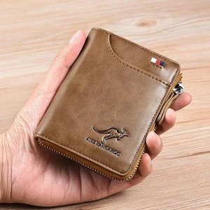 RFID protective leather wallet for men, business card support, zipper bag, luxury wallets, ZMT 12 Main Sales Door Card Luxury - №5