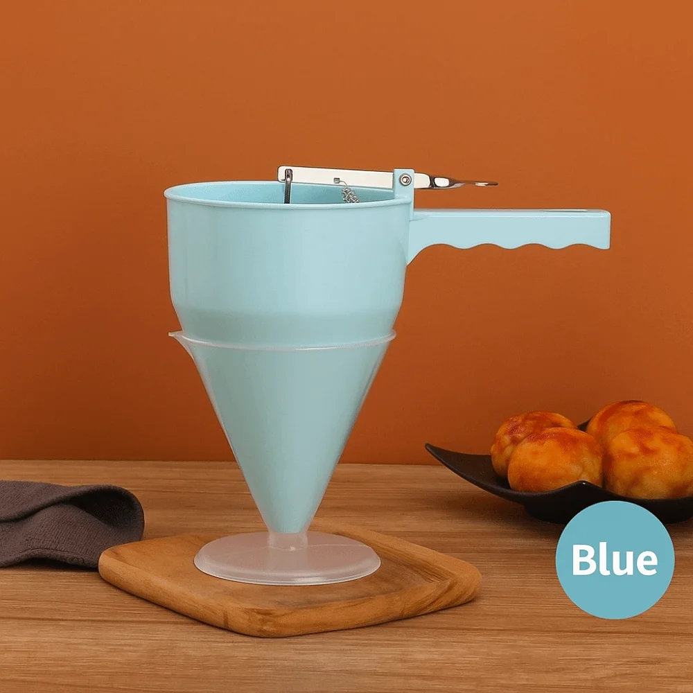 موزع الخليط القابل للتعديل، قمع المطبخ سهل الاستخدام مع مقبض حامل، أدوات خبز كرة الطعام الصغيرة البلاستيكية #5