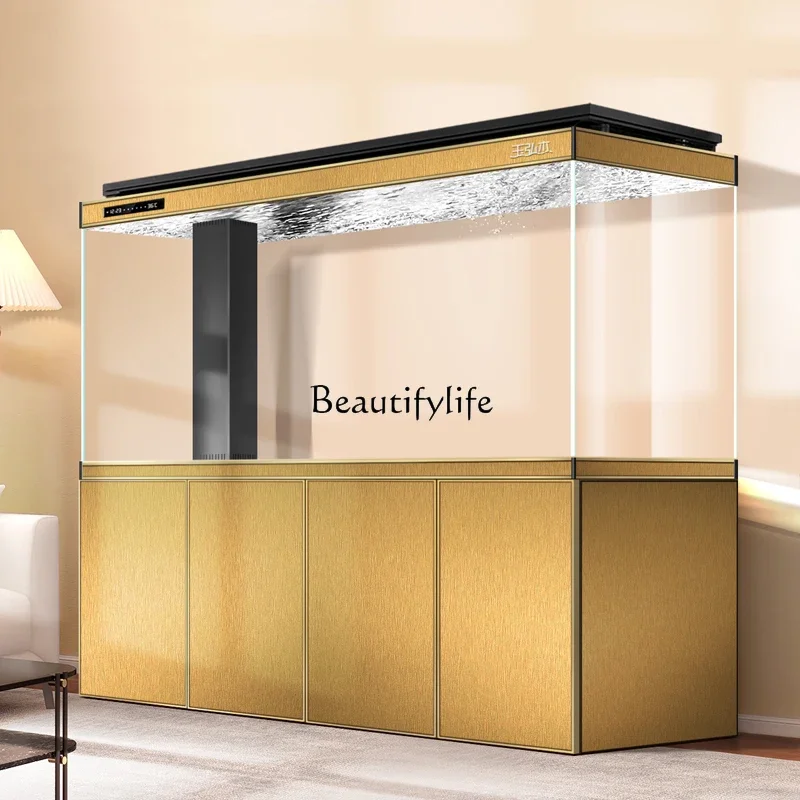 

FG44Fish tank bottom filter aquarium living room large household floor ultra-white glass ecological arowana tank