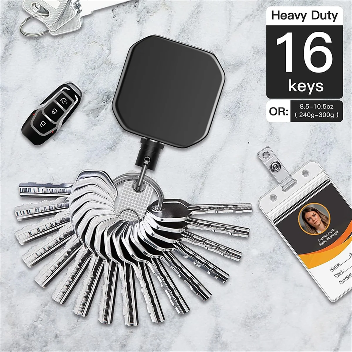 The New 2 Pack Heavy Duty Metal Retractable Badge Holders Carabiner Keychain Belt Badge Reels Clip Key Ring ID Card Holder