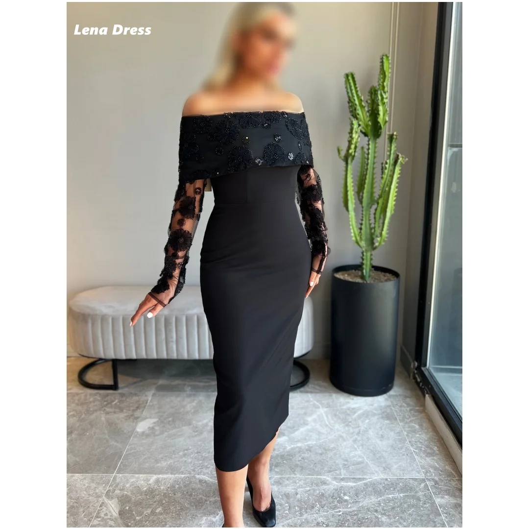 

Lena Custom Made Evening Dresses for Special Occasions Black Long Prom Dresses 2025 Luxury Women Evening Dress Off the Shoulders