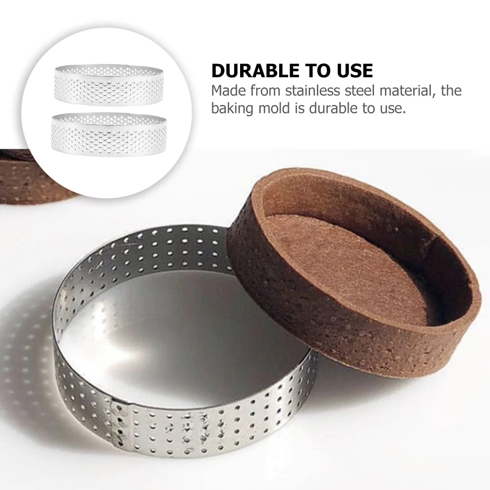 

2Pcs Round Tart Mold Stainless Steel Mousse Circle Leak-Proof Baking Ring for Cake Pies Bakery Easy Clean Baking