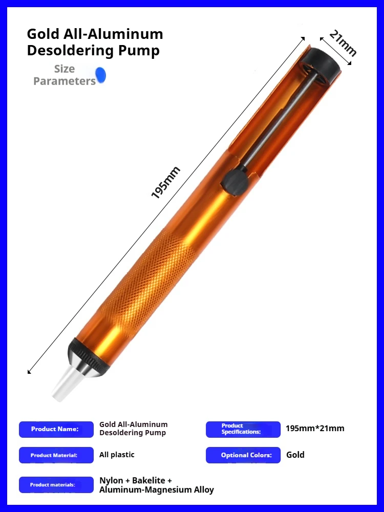 Um poderoso ferro de solda de tamanho grande, um ferro de solda manual para remover fio dental de solda e uma ferramenta para dessoldar
