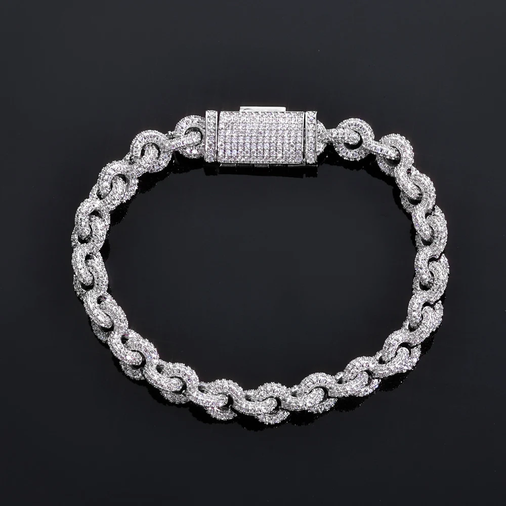 

HHIOK Hip Hop Style 8mm Cuba Chain Iced O Chain Fashion Custom 5A Cubic Zirconia Diamond Cuba Men And Women Bracelet Party Gift