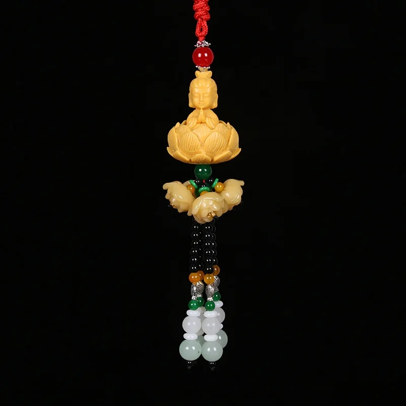 Chinese Style Lucky Fu Lotus Buddha Statue Pendant Creative Gift Home Car Hanging Accessories Decor Auto Interior Car Pendant Gi