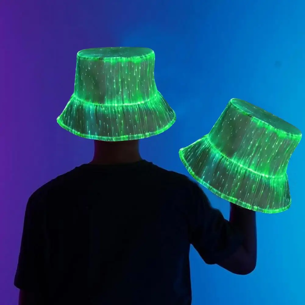 

Glow Party Hat Glowing Led Fisherman Hat for Rave Parties Rechargeable Neon Bucket Cap with 7 Colors Edm Festival for Nighttime
