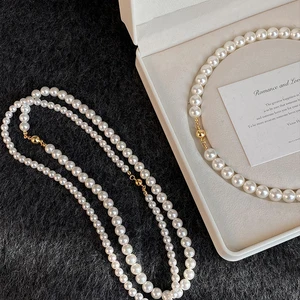 Nachahmung der weißen magnetischen Perle Runde Schnalle Perlen Kette Halskette 2024 Neue Kollaps -Kollaps eleganter Schmuck für Frauen 8 Hauptverkaufskette Imam - №4