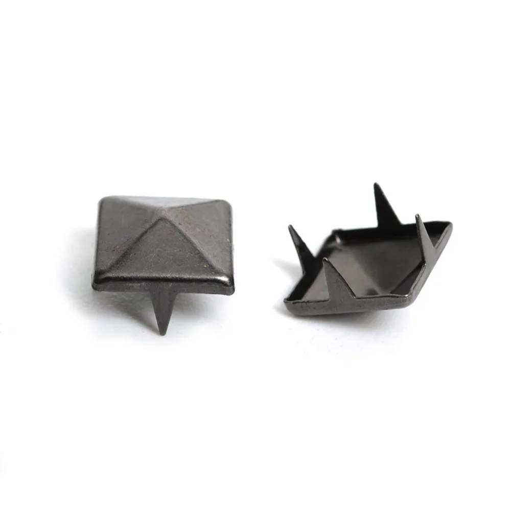 10mm Black Square Rivets 4 Claw Spikes And Studs Punk Leather Rivets For Jeans Clothes 100pcs Punk DIY Crafts For Bags