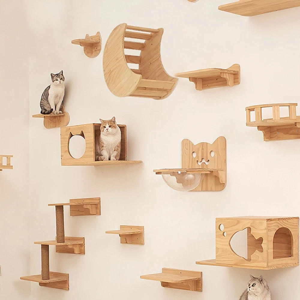 Wandmontiertes Katzenregal, schwebende Liegefläche, modernes Katzen-Wandmöbel, robustes, platzsparendes Katzenbett für Hauskatzen und Kätzchen zum Spielen und Ausruhen – Detail 4