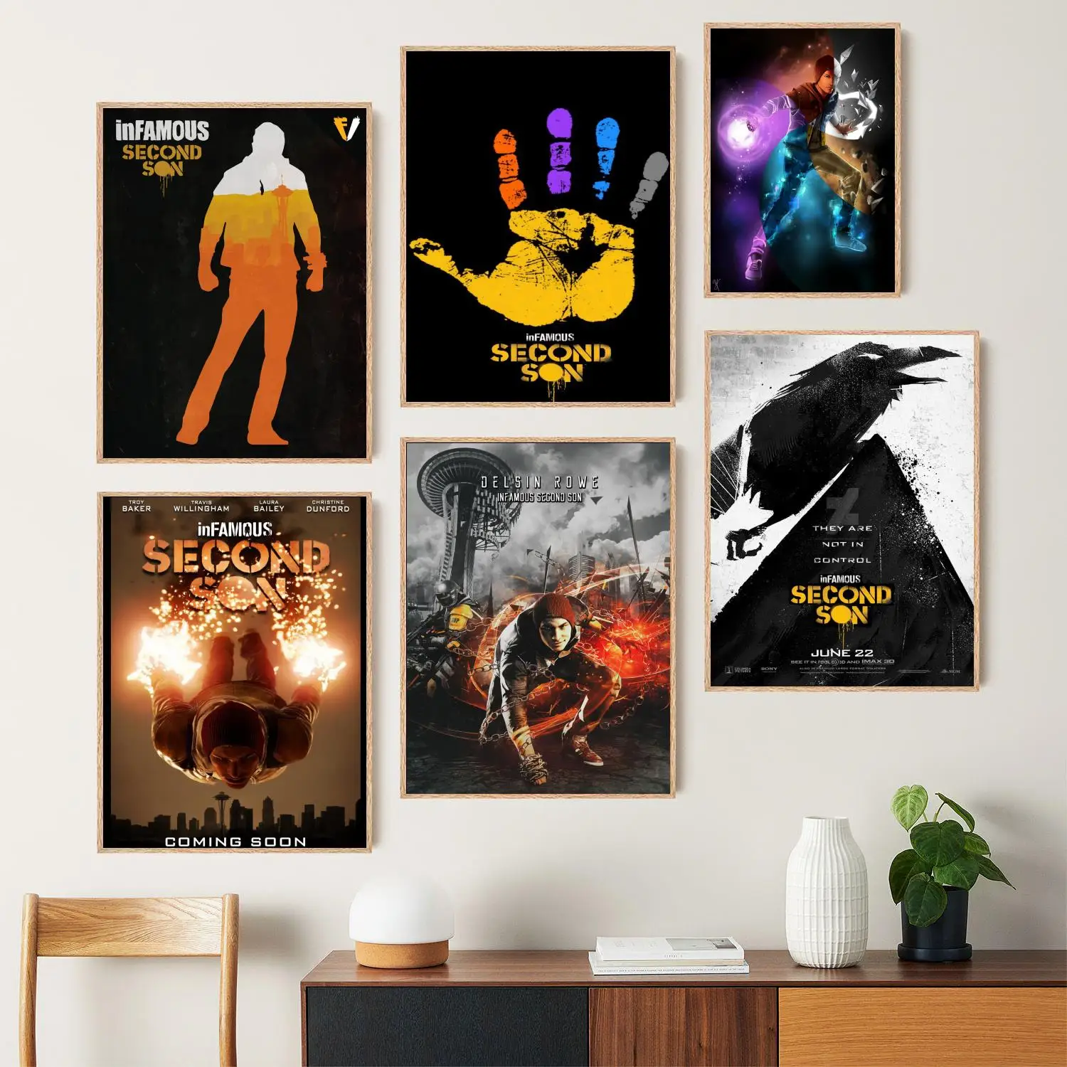 InFamous Second Son Póster artístico en lienzo y arte de pared, impresión de imágenes, decoración moderna para dormitorio familiar