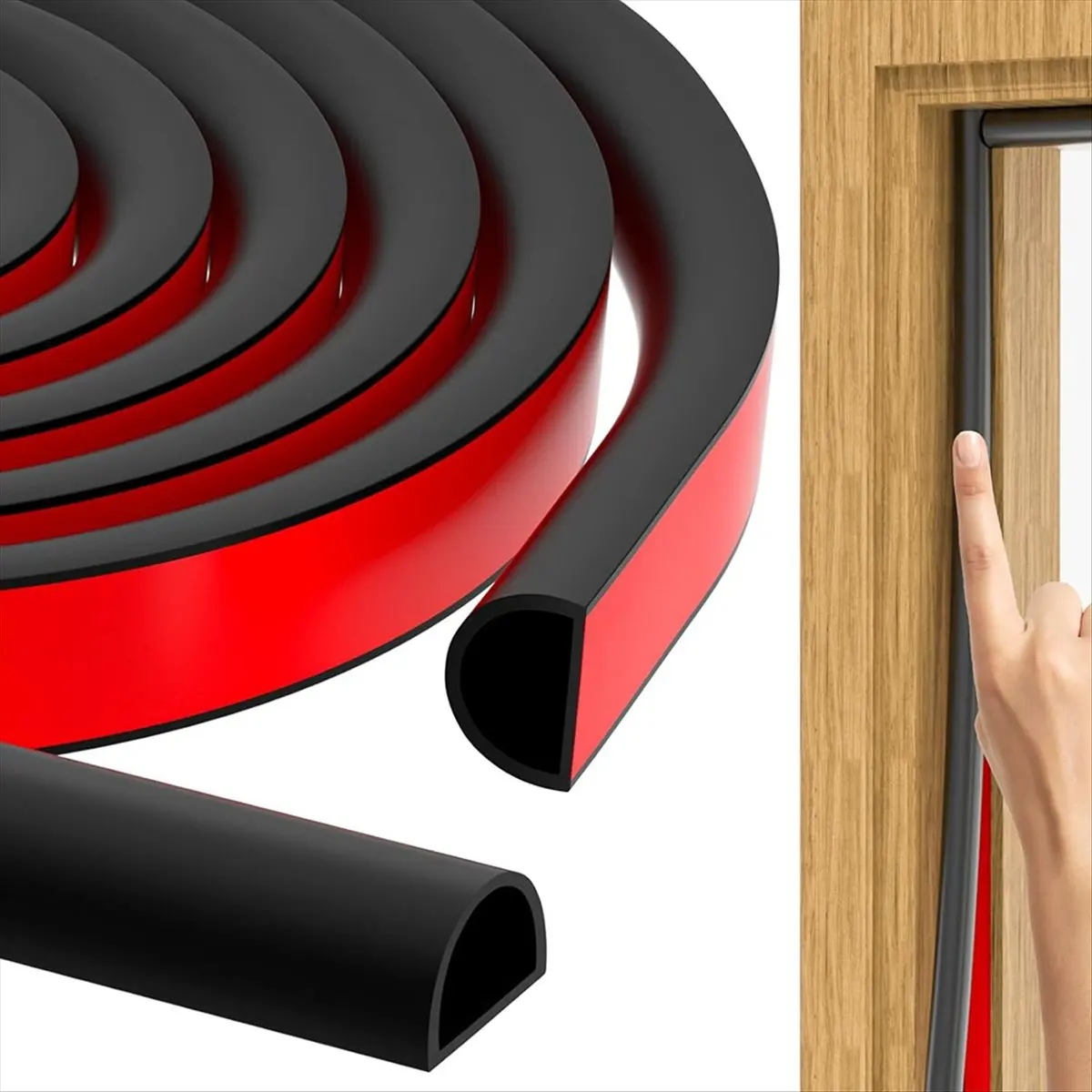 23ft Weather Stripping Door Seal, Silicone Weather Stripping Self Adhesive Door Seal Strip for Door Frame/Window Black &LICG
